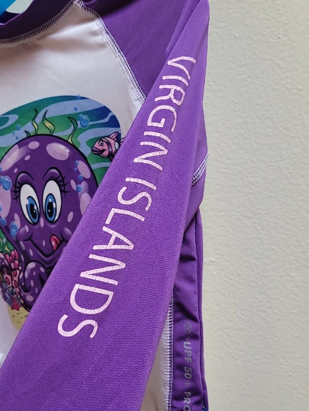 UPF 50+ Kids Purple Octopus Rash Guard Swim Shirt
